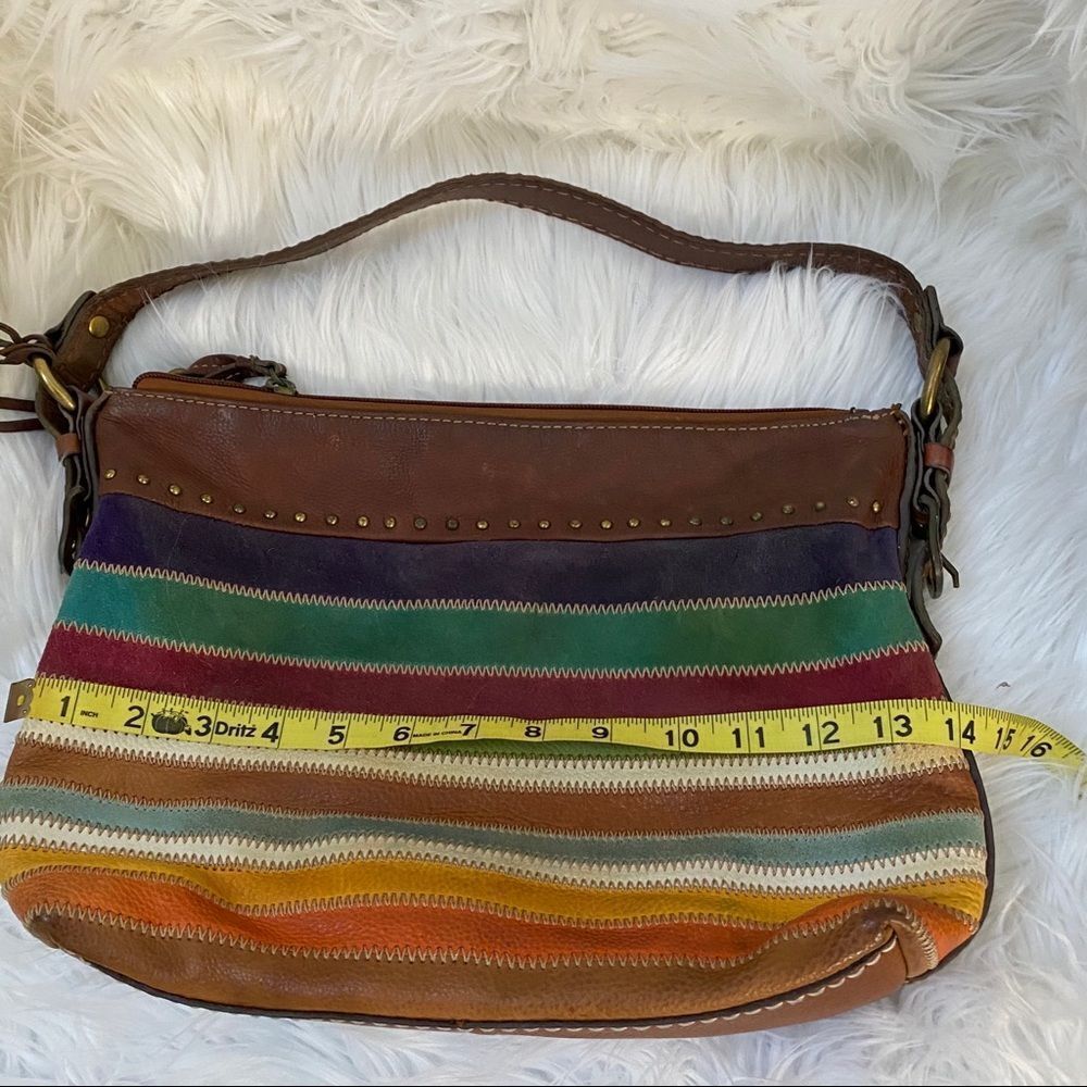 Fossil patchwork suede $ leather multi hobo bag - Picture 9 of 11